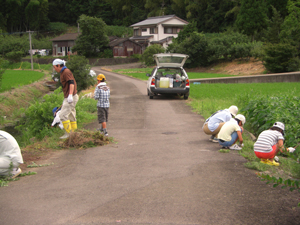 子供会による農道の除草